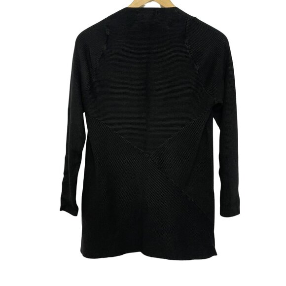 Design History Wrap Cardigan Sweater Womens Size L Black Rib Knit Work Capsule - Picture 3 of 7